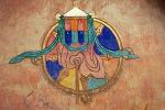 a protective symbol painted on a wall, Jokhang Temple