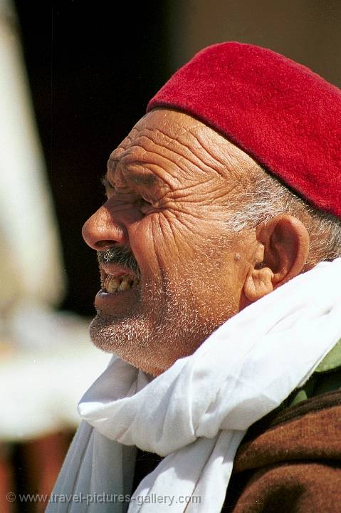 local market seller, traditional hat