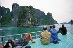 enjoying the secenery on a Halong Bay boat trip