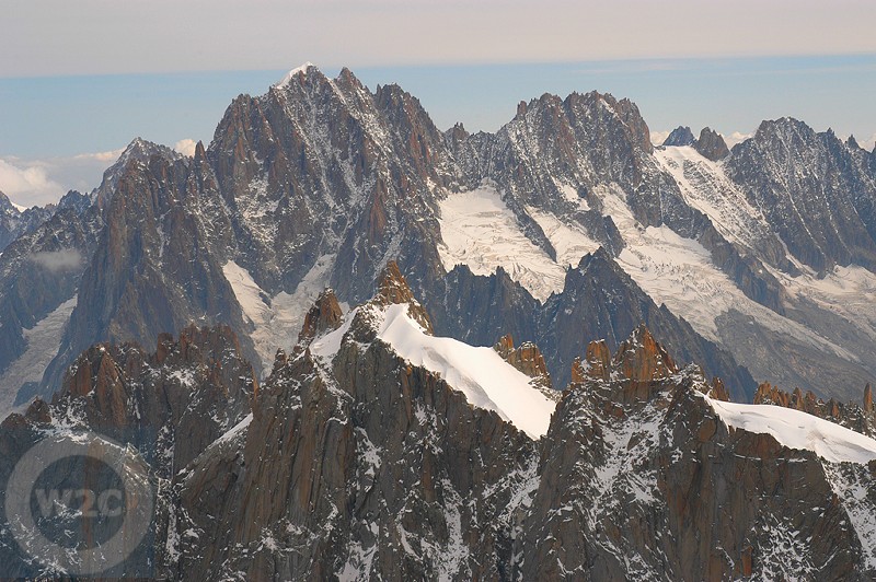 France, Aiguille du Midi, Les Grandes Jorasses, Mont Blanc Massif, Chamonix