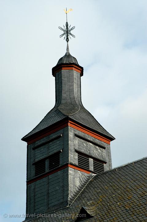a village church tower