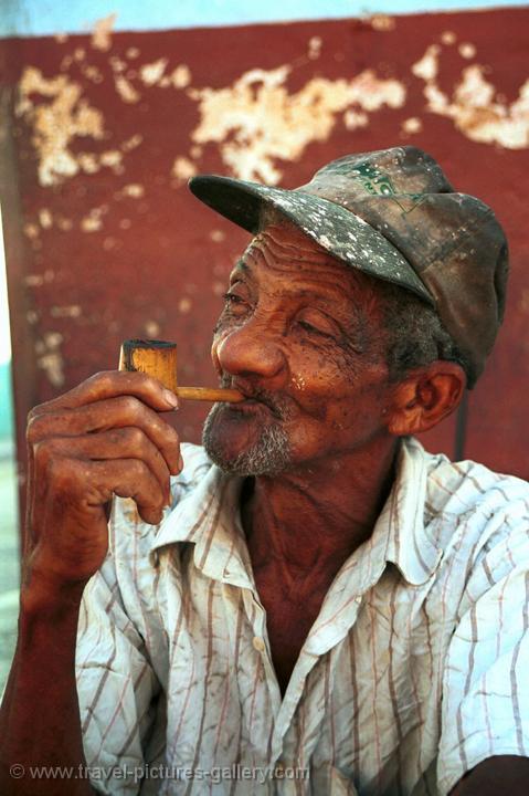 man smoking a pipe, Trinidad