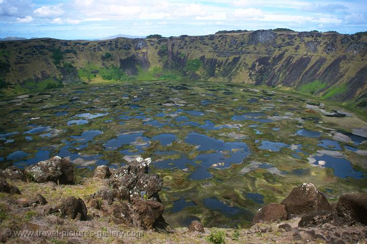 Pictures of Chile- Rapa Nui- Easter Island - the caldera at Rano Kau