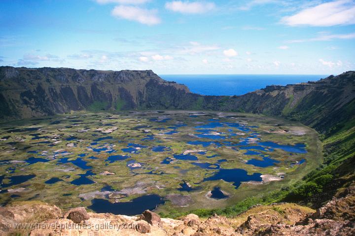 the caldera at Rano Kau 