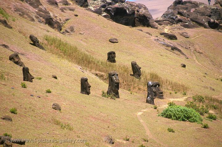 Pictures of Chile- Rapa Nui- Easter Island - moai at the slopes of Ranga Roa