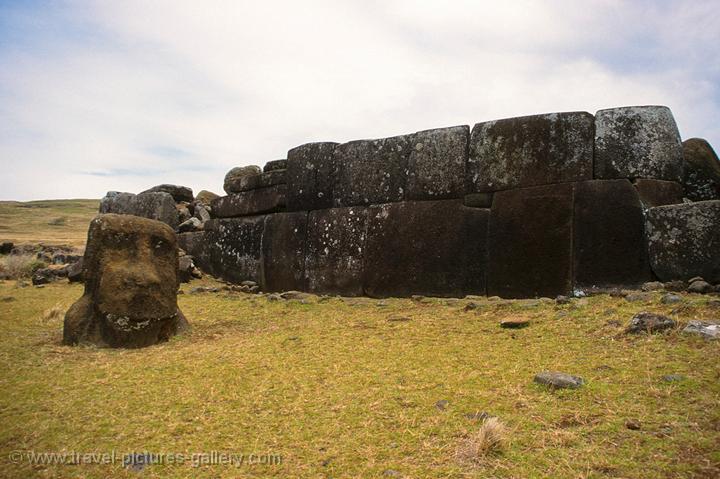 Travel Pictures Gallery- Chile- Easter Island-0033- stone wall at Ahu ...