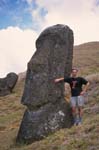 posing next to the moai