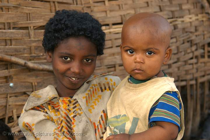 a girl with her brother, Aksum 