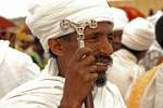 a priest with his staff, Timkat festival, Addis Ababa