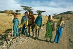 kids herding cattle, mountains near Gonder