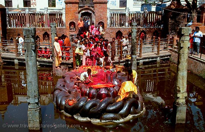 Vishnu worshipping at Budhanilkantha, Kathmandu, Nepal