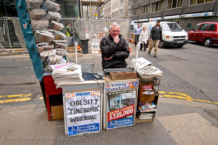 newspaper man near Liverpool Station