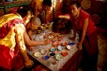 monks making a Mandala, a representation of the kosmos, Hemis Monastery