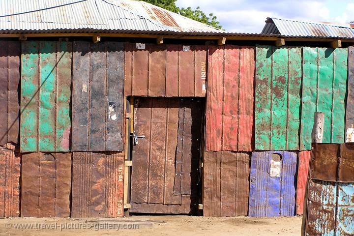 house made of oil drums, Lamu