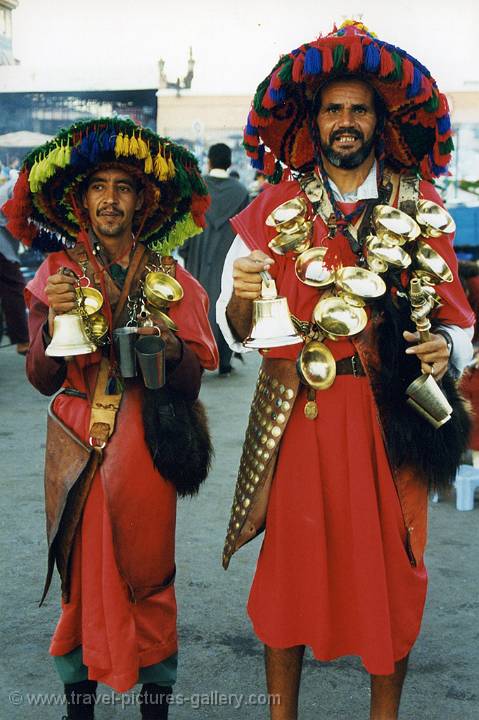 water sellers at the Place Djemaa el-Fna, Marrakech