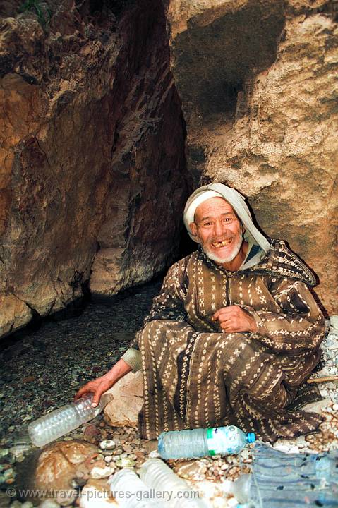 man selling water at Todra Gorge