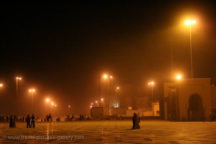 square at the Hassan II Mosque at night