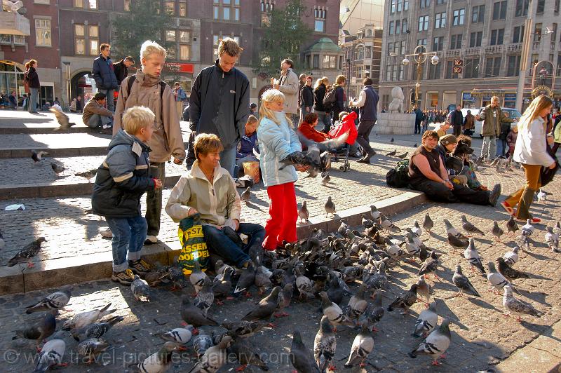 feeding the pigeons at Dam Square