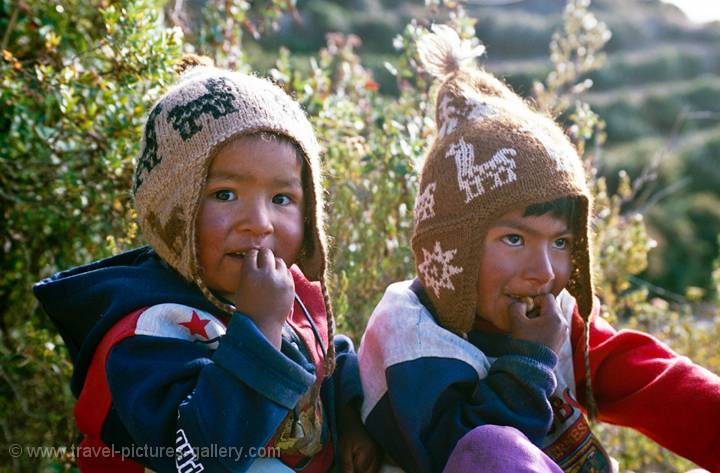 boys at Isla del Sol, Lake Titicaca, Bolivia