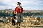 Aymara woman and grandchild, Lake Titicaca, Silustani, Peru