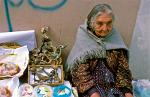woman selling llama foetusses, witches market, La Paz, Bolivia