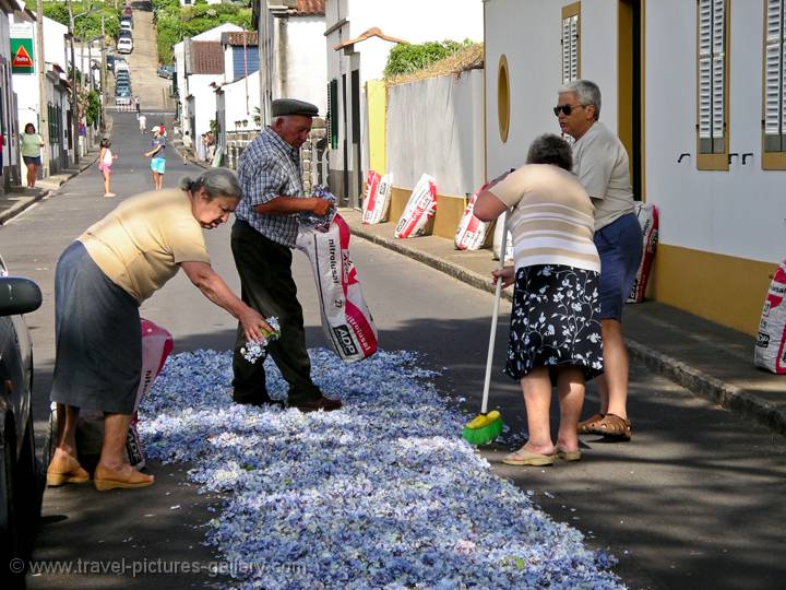 at the flower procession, Furnas, So Miguel