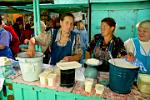 women selling fresh cheese, Novgorod market