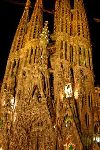 spires of the Sagrada Familia by night (Gaudi architecture)