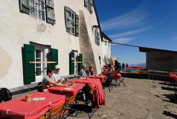 enjoying the sun at a high altitude hut