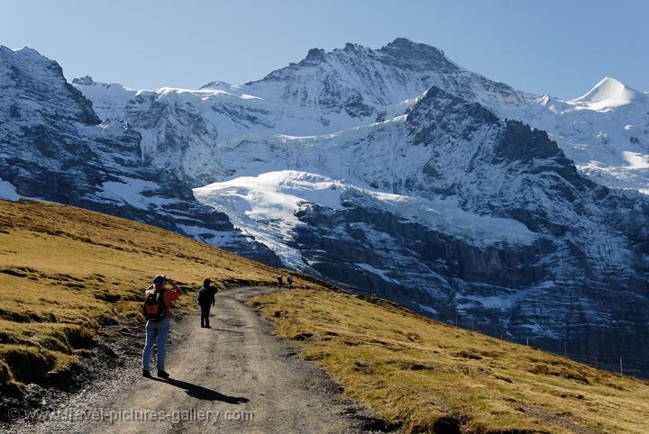 walking under the Jungfrau peak