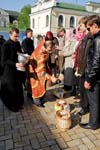 Kyiv, Kiev, St Michael's Monastery, priest blessing at the Easter celebration