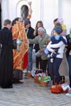 Kyiv, Kiev, St Michael's Monastery, priest blessing at the Easter celebration