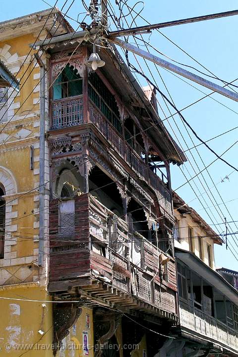 traditional wooden balcony, old town of Mombasa