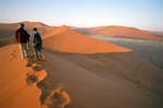 climbing the sand dunes of the Namib Desert