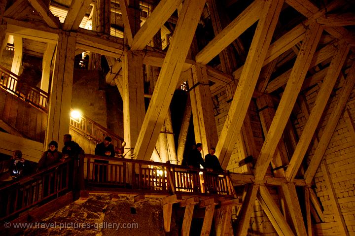 wooden beams support the large hall ceiling